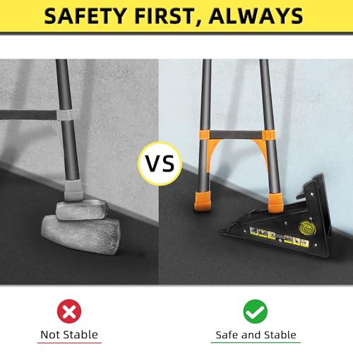 Ladder Leveler, Pitch Hopper, Ladder Stabilizer with Storage, Ladder Levelers for Stairs and Extension Ladders, Easy to Use, Conquer Uneven Ground (Regular Black)