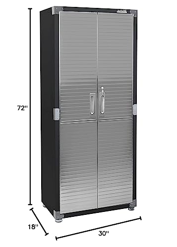 Seville Classics UltraHD Solid Steel Lockable Metal Storage Cabinet Locker Organizer, w/Adjustable Shelves for Garage, Warehouse, Office, Classroom, Granite, 30" W x 18" D x 72" H