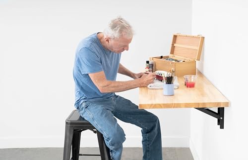SafeRacks Heavy Duty Wall Mounted Folding Table | Collapsible Workbench with Soft Close Dampers | 48” or 60” Options | Holds Up to 500 lb | Folds Flat Against the Wall (48")