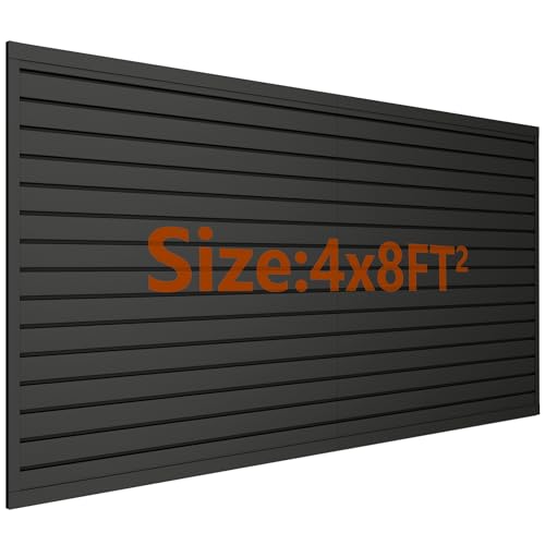Slat Wall Paneling 4ft x 8ft, Slatwall Panel PVC Garage Storage System Heavy Duty Wall Mounted Tool Organizer, Slate Board Wall Rack for Tools, Power Equipment & Organization,Black