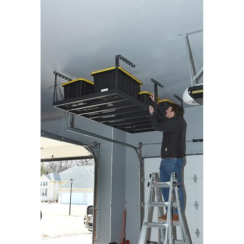 Klutch Overhead Garage Storage Rack — Adjustable Height, 96in.L x 48in.D x 23–37in.H