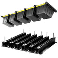 Yuleimy Overhead Garage Storage Rack for 27 Gallon Totes (6-Pack for 5 Bins), Heavy Duty Metal Ceiling Mount Hanging Bin Rails, Adjustable Storage Track System for Workspace Organization