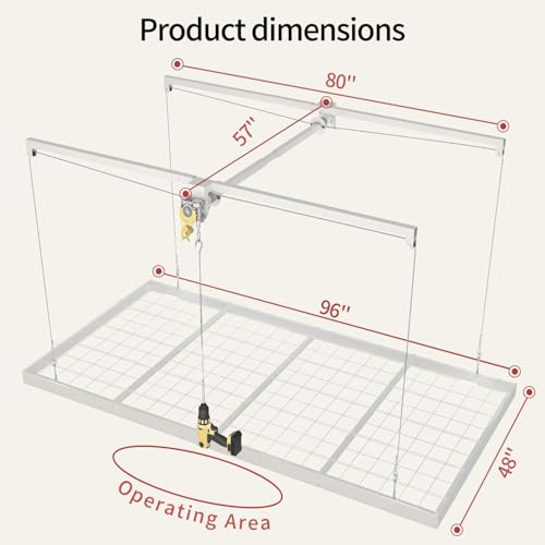 Garage Ceiling Storage Racks – 4x8 FT Overhead Garage Storage Rack with Safety Lock, Heavy-Duty Ceiling Mounted Lift System and Storage Organizer, Ideal for Maximizing Overhead Space, 325 lbs Capacity