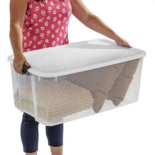 Sterilite 4 Sets of 116 Quart and 6 Sets of 18 Quart Heavy-Duty Stackable Clear Latch Lid Storage Container Tote for Home Organization