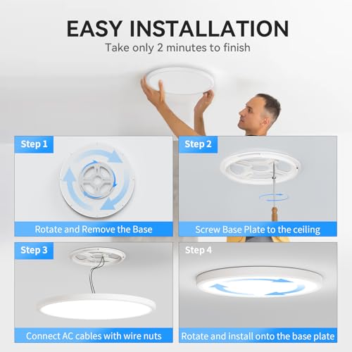 WKONCLDY 6PACK 3200lm LED Flush Mount Ceiling Light, Super Slim 12 inch LED Ceiling Light, 5000K Daylight LED Ceiling Light for Bedroom, Living Room, Dining Room, Garage and Office (White, Six Pack)