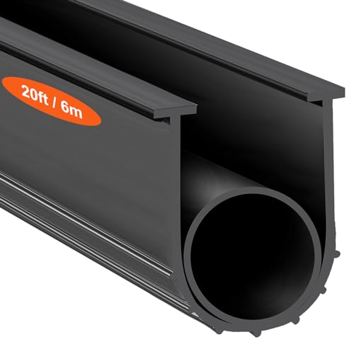 VEVOR Garage Door Seals Bottom Rubber, U Shape +O Ring Garage Door Weather Stripping, Universal Weatherproof Threshold Buffering Sealing Rubber, 5/16 inch T-Ends and 3 3/4 inch Width (20 Ft, Black)