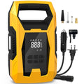 CARSUN AC/DC Tire Inflator Portable Air Compressor, Dual Power for Home 110V AC and Car 12V DC Air Pump with Pressure Gauge, Auto Shutoff, Tire Pump for Car Motorcycle Bicycle and Other Inflatables