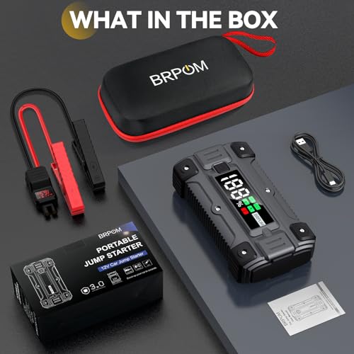 Car Jump Starter, 8000A Peak (Up to All Gas or 10.0L Diesel Engine, 50 Times) 12V Auto Booster Battery Charger Jump Box with Quick Charger Smart Jump Cables with LED Screen