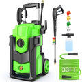 Electric Pressure Washer, 5000 PSI 4.0 GPM Heavy Duty Power Washer, with 4 Nozzles,Foam Cannon,33FT Hose Reel and 500ml Soap Bottle for Home/Cars(Light Green)