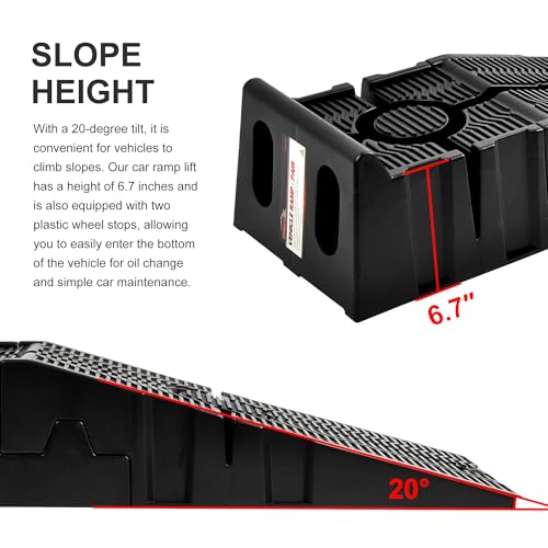 2-Pack Car Ramps - Heavy-Duty Car Lifts for Home Garage or Shop - 16,000lb GVW Capacity, 8,000lb Load Capacity Per Pair - SUV, Agricultural Vehicle, or Pickup Truck Ramp