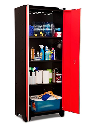 NewAge Products Bold Series Red 6 Piece Cabinet Set, Red with Bamboo Worktop, 56267