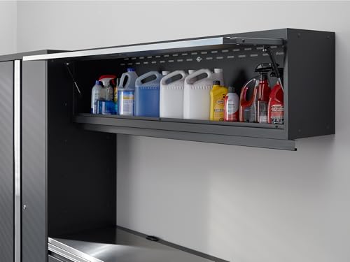 NewAge Products Bold Series Gray 5 Piece Set with 30 in Locker, 60 in Wall Cabinet, 60 in RTA Workbench and Stainless Steel Worktop, 24-Gauge Heavy Duty Steel Garage Storage Cabinets, 73513