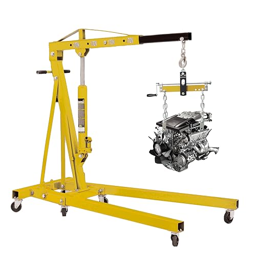 YELLOW JACKET Engine Hoist Shop Crane Engine Leveler 1500lbs Steel with Ball Bearing and Adjustable Handle