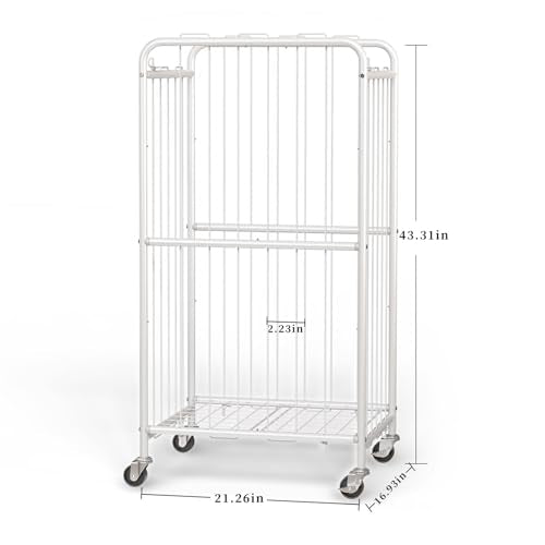 Olldide 210L 43-Inch Large Ball Storage Basket with Wheels, Rolling Cart Sports Equipment Garage Organizer with Elastic Rope for Easy Access, Holder for Basketball, Soccer, Volleyball, Football