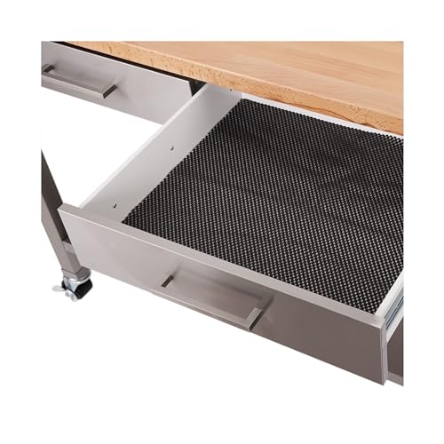 Seville Classics Commercial Work Table Island Utility Cart Prep Station, for Restaurant, Kitchen, Warehouse, Garage, Hotel, Home, Stainless-Steel, Solid Wood Top, 48" W x 24" D