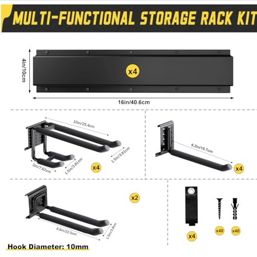 SAMRELAX 64'' Garage Tool Organizer Wall Mount, 18 PCS Adjustable Garden Tool Hanger Rack, Garage Hooks Heavy Duty, Shovel Holder Wall Mount, Storage Hooks for Hanging in Garage