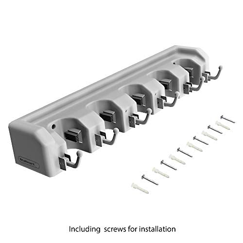 Wall Organizer with Adjustable Slots and Hooks - Wall-Mounted Tool and Broom Holder - Organization and Storage for the Kitchen and Garage by Stalwart