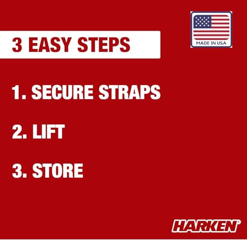 HARKEN Hoister Lightweight Cargo Carrier Overhead Garage Storage 4-Point Hoist System for 60lb Carriers, Kayaks, Canoes, Storage (60lb max load,16ft.Ceiling), Model 7801.16