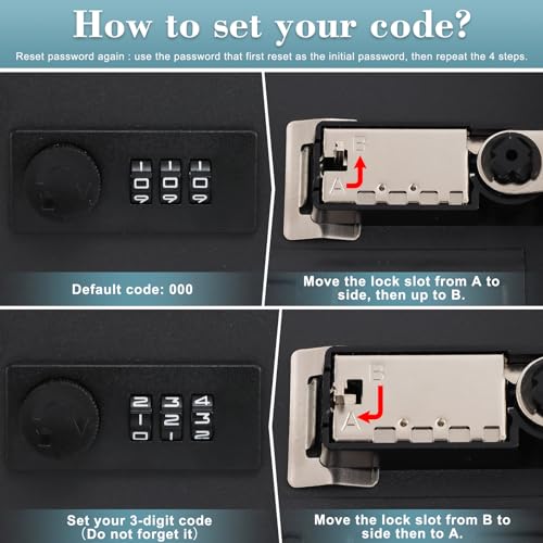 KYODOLED 20 Key Storage Lock Box with Code, Key Cabinet Organizer Wall Mount with Combination Lock, Hooks & Labels for Home, Office & Rental Properties, 7.87 x 6.3 x 3.14 in, Black