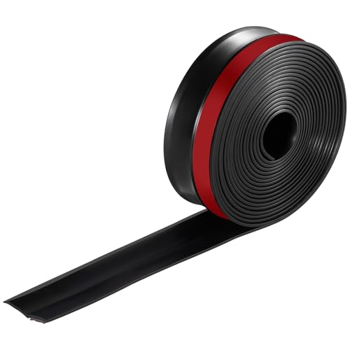 VEVOR Garage Door Seal Top and Sides Seal Strip, 20 FT Universal Weather Stripping Replacement Soft and Hard Composite, Weatherproofing Garage Door TPE Seals with Adhesive Backed and Screws, Black