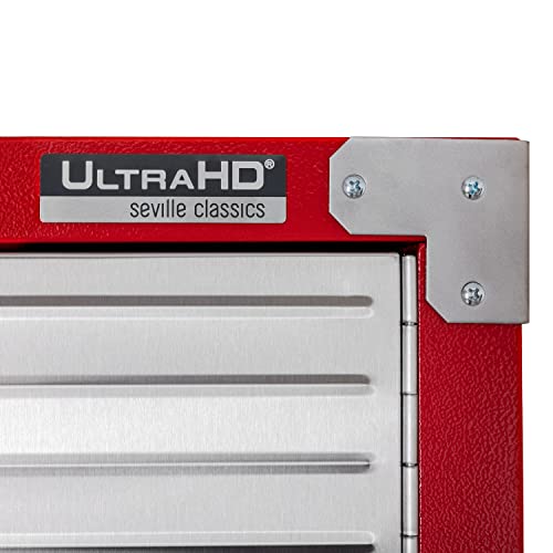 Seville Classics UltraHD 2-Piece Heavy Duty Mega Solid Steel Metal 2-Door Lockable Stacker Wall Storage, Cabinet Set Organizer for Garage, Office, Classroom, Red, 30" W x 18" D x 90.5" H