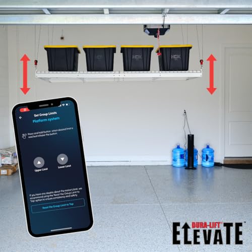 DURA-LIFT Elevate 4x4 Motorized Overhead Storage Lift for Garage Ceiling, Electric Storage Rack with Bluetooth App Control