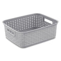 Sterilite Short Plastic Weave Storage Basket, Bin Organization for Countertops, Tabletops and Shelves for Crafts, Jewelry, Gray, 18-Pack