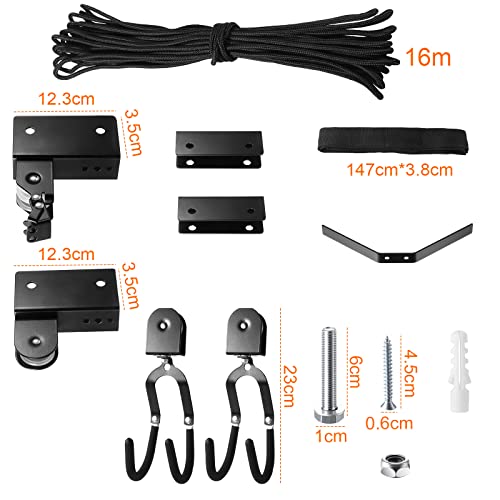 Therwen 2 Pack Kayak Hoist Lift Systems with 100 lb for Kayaks Canoes Surfboards Bikes Ladders Garage Storage Canoe Lift Pulley System Capacity Ceiling Mount Hoists