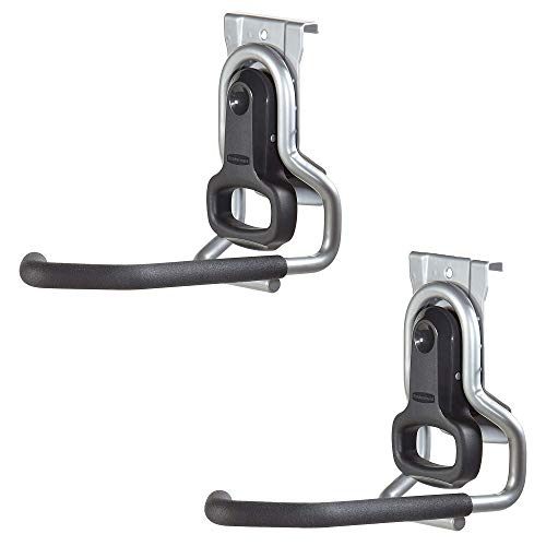 Rubbermaid Heavy Duty Universal Vertical Fasttrack Hanging Wall Mount Bike Hook Garage Storage Organizer (2 Pack)