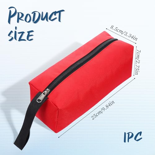 Red Zipper Bag Pouch Small Tool Bag Pouch Small Red Canvas Bags Tool Pouches with Zipper Fabric Utility Tools Pouches for Screws Screwdrivers, Pliers, Storage Organizer
