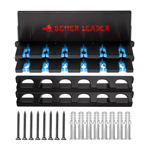 2 Pack Vertical Fishing Rod Holder for Garage, BETTER LEADER Fishing Pole Holders- Holds Up to 12 Rods or Combos, Wall Mount Fishing Pole Rack, Fits Most Rods of Diameter 3-19mm, Fishing Gifts for Men