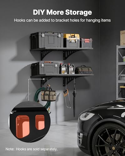 VEVOR 2-Pack Heavy Duty Garage Wall Shelving, 2 x 3 ft Steel Wall Mounted Shelving Unit, 24 x 36 Inch Per Shelf Floating Storage Metal Rack for Garage with 560 lbs Total Weight Capacity