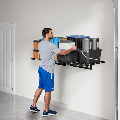 FLEXIMOUNTS 2x3 ft Garage Wall Shelving, Heavy Duty Garage Storage Rack 1-Pack, Holds Up to 200 lbs, Ideal for Organizing and Storing Storage Bins, Black, Classic Series
