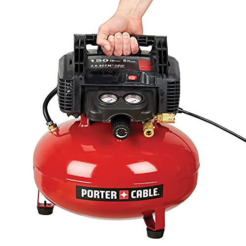 PORTER-CABLE Portable Pancake Air Compressor with Oil-Free Maintenance-Free Pump for Wood Working, Roofing, Home, Jobsite and More: 6 Gallon, 150 Max PSI, 2.6 CFM @ 90 PSI