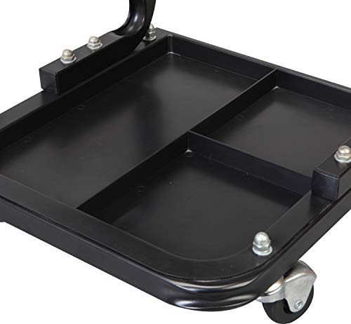 Torin ATR7211 Blackjack Rolling Creeper Garage/Shop Seat: Padded Mechanic Stool with Tool Tray Storage, Black, Large