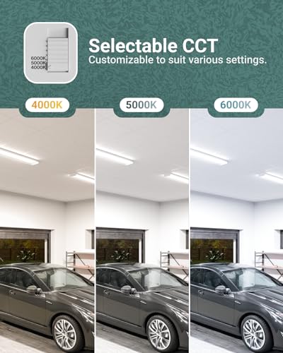 Sunco Garage Lighting, LED Shop Lights for Workshop 4ft, 8 Inch Width Warehouse Industrial Prisma Wraparound, 7200 LM, 60W, Selectable CCT 4000K/5000K/6000K, 120V-277V, Non-Dimmable ETL 4 Pack