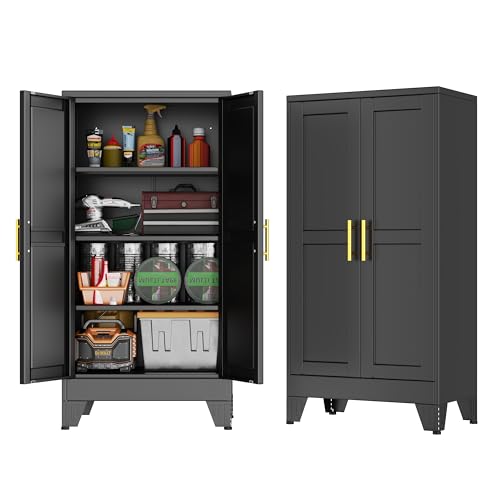 GAIOUS 47.2'' Tall Metal Garage Storage Cabinet,File Cabinet with Door and Adjustable Shelves, Outdoor Steel Tool Cabinet for Home,Office,Warehouse,Garage,Balck