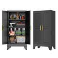 GAIOUS 47.2'' Tall Metal Garage Storage Cabinet,File Cabinet with Door and Adjustable Shelves, Outdoor Steel Tool Cabinet for Home,Office,Warehouse,Garage,Balck