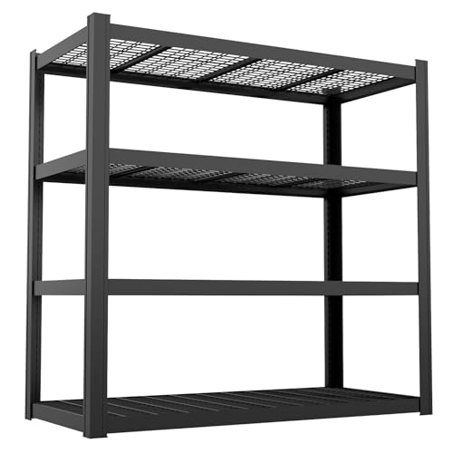 YWTA 71" Wx71 H Industrial Shelving,8000LBS Garage Storage Shelves,4 Tier Adjustable Metal Shelving,Heavy Duty Shelving for Factory, Garage,Warehouse,Barn (1)