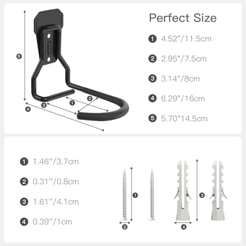 Housolution Bike Wall Mount with Fixed Hook, [4 Pack] Heavy Duty Bike Storage Rack, Bike Rack Vertical Stand for Garage - Easily Hang/Detach - with Screws Iron Bike Hanger Brackets