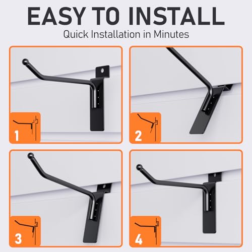 INCLY 60 Pack Slatwall Hooks, 4/6/8 Inch Heavy Duty Black Slat Wall Hanging Hook and Hanger, Slatwall Panel Accessories Assortment Display Hooks for Garages, Sheds, Basements, Retail Stores