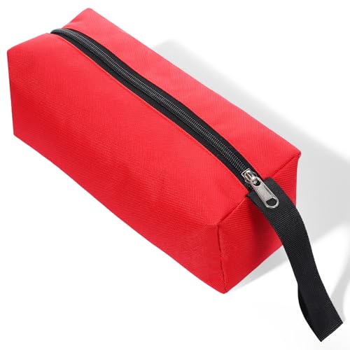 Red Zipper Bag Pouch Small Tool Bag Pouch Small Red Canvas Bags Tool Pouches with Zipper Fabric Utility Tools Pouches for Screws Screwdrivers, Pliers, Storage Organizer