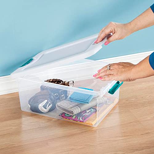 Sterilite 12 Pack 15-Quart & 6 Pack 25-Quart Storage Bins, Stackable Clear Plastic Totes w/ Latch Lids
