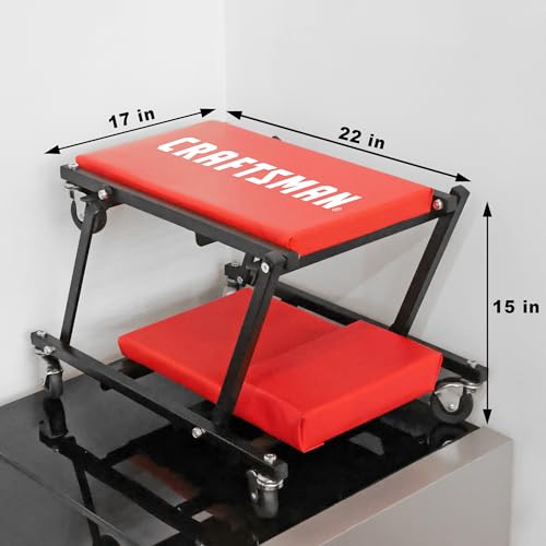 Torin Craftsman 36" Rolling Foldable Automotive Creeper,Car Creeper,2-in-1 Garage Shop Creeper for Auto Repair,300 Lbs Capacity,Red