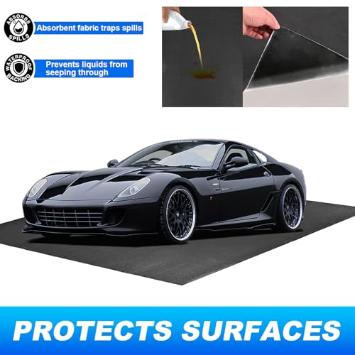 AAIN Oil Spill Mat (17' x 7'4"), Garage Floor Mat, Absorbent Oil Pad, Premium Maintenance Mat, Waterproof, Protect Garage Surface from Spill & Stain, Reusable, Washable, Durable, Black
