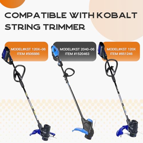 Kousika KST-120X Spool Compatible with Kobalt 40V Cordless String Trimmer KST 120X, KST 120X-06,Replacement Weed Eater String Spool Refills Autofeed Dual line 20ft 0.065" 8Pack(6 Spools, 2Cap)