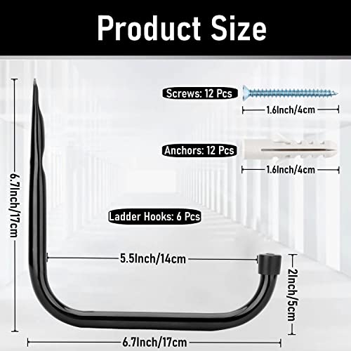 Whrsinlor Heavy Duty Garage Hooks, 6.7Inch Wall Mount Garden Tools Storage Hook for Bike, Ladder, Chair, Garden Hose, Power Tool, Indoor Outdoor