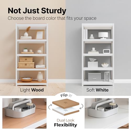 HOMEDANT House 36.2" W 5 Tier Heavy Duty Garage Shelving Adjustable Metal Rack Storage Shelves Standing Shelf Unit Organizers Pantry Closet Office White 1Pack