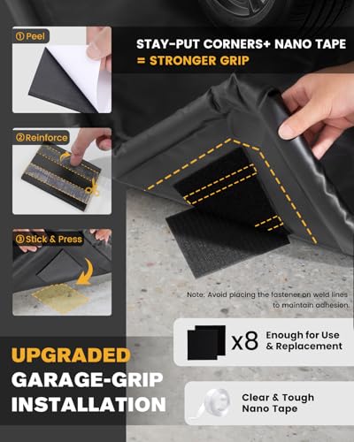 SMOQIO Garage Floor Mat, Containment Mats for Under Car with Raised Edge Waterproof, Non-Slip Heavy-Duty 1000D PVC for Floor Against Snow, Rain & Mud