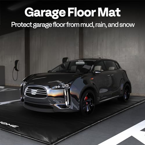 VIVOHOME Containment Mat (7'9" x 18') with Stay Put Corner, PVC Garage Floor Mats, Heavy Duty Garage Parking Mat with a Squeegee,Black